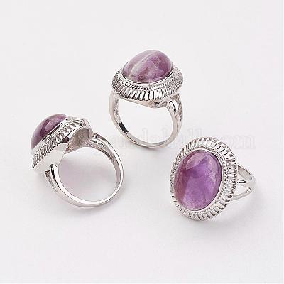 Natural Amethyst Finger Rings&nbsp;RJEW-P122-05-1