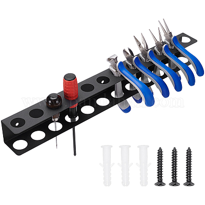 鉄製の壁掛け工具オーガナイザーホルダー  長方形  ブラック  40x4.05x0.65cm&nbsp;ODIS-WH0043-204-1