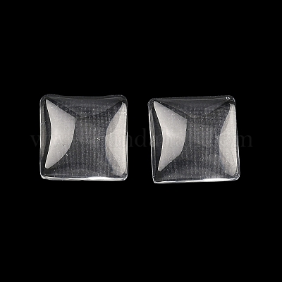 透明なガラスの正方形カボション  透明  10x10x4mm&nbsp;GGLA-S022-10mm-1