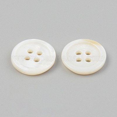 Natural 4-Hole Freshwater Shell Buttons&nbsp;BUTT-T011-01A-1