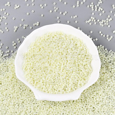 ガラスシードビーズ  セイロン  ラウンド  緑黄  12/0  2mm  穴：1mm  約30000個/ポンド&nbsp;SEED-A011-2mm-152-1