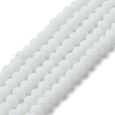 ガラスビーズ連売り  多面カット  艶消し  ロンデル  ホワイト  10mm  穴：1mm  約60~61個/連  46~48cm&nbsp;EGLA-A034-P10mm-MD01-1
