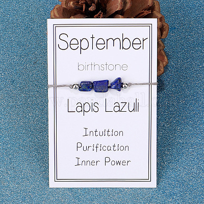 Natural Lapis Lazuli Nuggets Braided Bead Bracelet&nbsp;GR1793-9-1