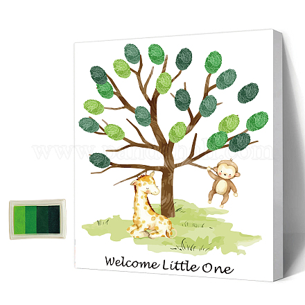 キャンバスの指紋画 木製フレームと 1 ボックス 2 色印刷泥と 24.5x19