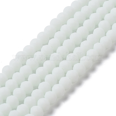 ガラスビーズ連売り  多面カット  艶消し  ロンデル  ホワイト  10mm  穴：1mm  約60~61個/連  46~48cm&nbsp;EGLA-A034-P10mm-MD01-1