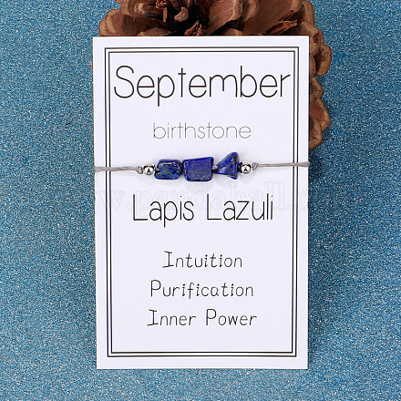 Natural Lapis Lazuli Nuggets Braided Bead Bracelet GR1793-9-1