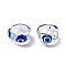 Transparent Glass Beads, with Enamel, Faceted, Rondelle with Evil Eye Pattern, Blue, 10x7.5mm, Hole: 1.5mm