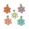 Seed Beads Beaded Charms, Flower Pendants, Mixed Color, 23x18x3mm, Hole: 1.5mm