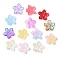 Transparent Spray Paint Glass Beads, Flower, Mixed Color, 15.5x16x3.5mm, Hole: 1.8mm