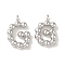 Brass Pendants, Cadmium Free & Nickel Free & Lead Free, Letter Charms, Platinum, 13x8x2mm, Hole: 1mm