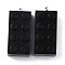 Opaque Acrylic Pendants, with Platinum Iron Loop, Long Rectangle Building Block Charms, Black, 36x16x11.5mm, Hole: 1.5mm