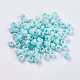 ポリエステルファブリックビーズ  ラウンド  ライトシアン  6.5x4.5mm  穴：4mm&nbsp;WOVE-K001-A19-3