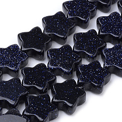 合成ブルーゴールドストーン青金砂石ビーズ連売り  スター  12x12x4~5mm  穴：1mm  約20個/連  8.26インチ