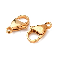 304 Stainless Steel Lobster Claw Clasps, Parrot Trigger Clasps, Manual Polishing, Real 24K Gold Plated, 15x9x4mm, Hole: 2mm