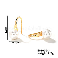 Summer Chic Imitation Pearl Ear Studs Fashion European American Style Earrings, Golden, 16x8mm