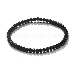 4mm Prism Faceted Rondelle Glass Beaded Stretch Bracelets for Women, Black