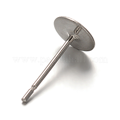 Tarnish Resistant 304 Stainless Steel Flat Round Blank Peg Stud Earrings Findings&nbsp;STAS-F075-39B
