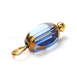 電気メッキガラスチャーム  ABカラーメッキ  真鍮パーツ  ゴールドカラー  オーバル  ミックスカラー  11x4.5x3mm  穴：2mm&nbsp;PALLOY-JF00895