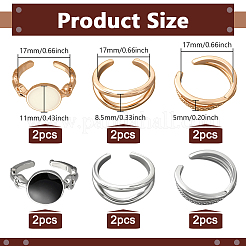 2 Colors Oval Alloy Enamel Adjustable Cuff Rings Sets for Women&nbsp;RJEW-HY0001-19