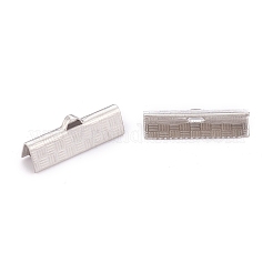 変色しにくい304ステンレススチールリボンカシメエンドパーツ  ステンレス鋼色  7x20x5mm  穴：1.4x0.5mm&nbsp;STAS-P249-29B-P