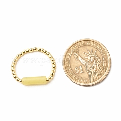 Natural Lemon Jade Column Beaded Finger Ring with Synthetic Hematite&nbsp;RJEW-JR00460-03