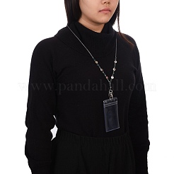 IDカードネックストラップカードホルダー  バッジホルダーストラップ  ガラスビーズ  天然な黒リップシェルビーズ  鉄製のスイベルクラスプとステンレス鋼のパーツ  カラフル  35インチ（90cm）&nbsp;AJEW-PH01411