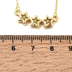 Brass Glass Triple Star Pendant Necklaces&nbsp;KK-CBAB173-03G-06