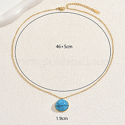 Bohemian Style Stainless Steel Turquoise Chain Necklace for Women&nbsp;OW9436