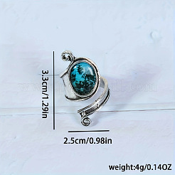 Oval Bohemian Synthetic Turquoise Finger Rings&nbsp;FS-WGBF170-01
