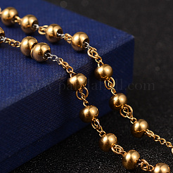 PVD Vacuum Plating 201 Stainless Steel Rosary Bead Necklaces&nbsp;NJEW-L427-22G