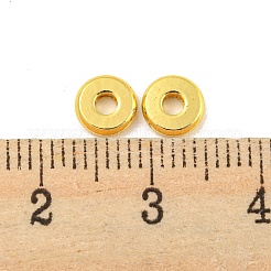 真鍮製スペーサービーズ  長持ちメッキ  フラットラウンド/ディスク  ヒシビーズ  18KGP本金メッキ  6x1.5mm  穴：1.8mm&nbsp;KK-P198-09B-G