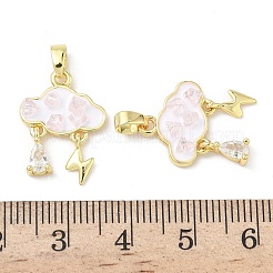 真鍮製エナメルペンダント  雲  ガラスと  18KGP本金メッキ  ピンク  20x14x3.5mm  穴：2.8x4mm&nbsp;KK-Z134-12G-02