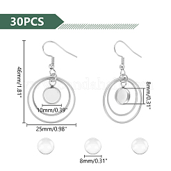 DIY ブランク ドーム ダングル 304 ステンレス ダングル イヤリング 作成キット  ステンレス鋼色  46x10mm&nbsp;EJEW-AB00052