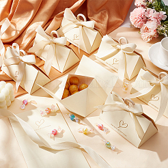 ハンドバッグ型キャンディー包装箱  結婚披露宴のギフト用の箱  リボンとあなたにぴったりの言葉付き  リネン  完成品：13x7.5x6.5cm&nbsp;CON-WH0086-039A