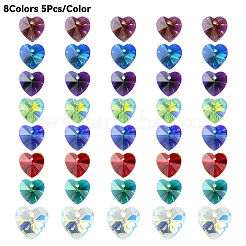 40Pcs 8 Colors Electroplate Glass Charms&nbsp;GGLA-YW0001-16