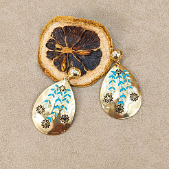 Alloy Enamel Stud Dangle Earrings for Women&nbsp;WGE16F6-01