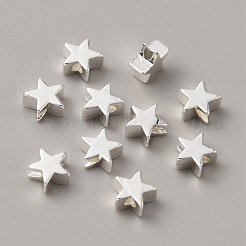 真鍮ビーズ  ニッケルフリー  スター  銀  5.5x6x3mm  穴：1.2mm&nbsp;KK-WH0047-79A-S
