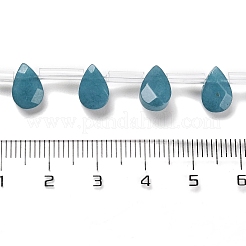 染め  天然石アクアマリンビーズ連売り  多面カット  ティアドロップ  トップ掘削  9x6x4mm  穴：0.8mm  約30~32個/連  16.54''（42センチメートル）&nbsp;G-Q167-A18-02