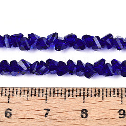 透明ガラスビーズ連売り  三角形  多面カット  ミッドナイトブルー  3~3.5x4~4.5x4~4.5mm  穴：0.8mm  約121~131個/連  14.37~15.35インチ（36.5~39cm）&nbsp;GLAA-N018-4mm-10