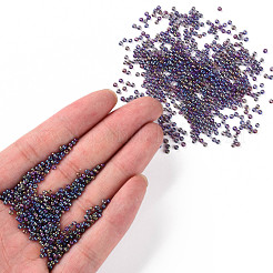 12/0 FGBグレードAラウンドガラスシードビーズ  透明色の虹  スレートブルー  12/0  2x1.5mm  穴：0.9mm  約30000個/袋&nbsp;SEED-Q010-F541