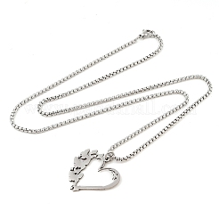 201 Stainless Steel Laser Cut Heart Butterfly Pendant Box Chain Necklaces for Women&nbsp;NJEW-Q004-06P