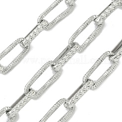 304ステンレススチールテクスチャーオーバルリンクチェーン  溶接されていない  スプールで  ステンレス鋼色  15x6.5x3mm&nbsp;CHS-Z005-03P