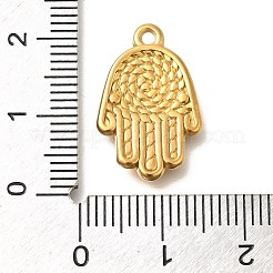 イオンプレーティング（IP）304ステンレスペンダント  ハムサハンドチャーム  18KGP本金メッキ  20.5x13x2.1mm  穴：1.8mm&nbsp;STAS-I321-76G