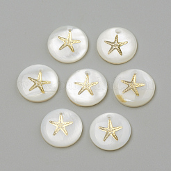 淡水シェルペンダント  フラットラウンド  ゴールドカラー  16x3.5~4mm  穴：1.2mm&nbsp;SHEL-Q010-G