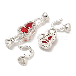 Brass Micro Pave Clear Cubic Zirconia Fold Over Clasps&nbsp;KK-U037-13P