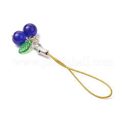 チェリーガラス＆アクリル携帯ストラップ  携帯アクセサリー  ミックスカラー  75.5mm  2個/セット&nbsp;HJEW-JM02933