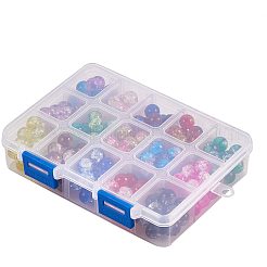 スプレーペイントクラックルガラスビーズ  ラウンド  水晶の線  ミックスカラー  8mm  穴：1.3~1.6mm  約26~32PCS /カラー  約390~480個/箱&nbsp;CCG-PH0002-12