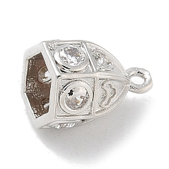 Rack Plating Brass Micro Pave Clear Cubic Zirconia Bead Cap Bails&nbsp;KK-L224-003P