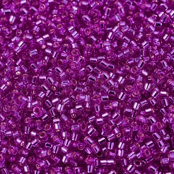 MIYUKIデリカビーズ  シリンダー  日本製シードビーズ  11/0  （db1340)ダイシルバーライニングフクシア  1.3x1.6mm  穴：0.8mm  約2000PCS /ボトル  10 G /ボトル&nbsp;SEED-JP0008-DB1340