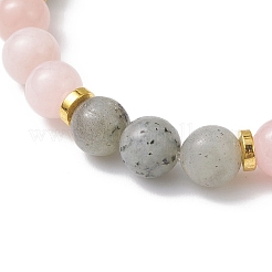 Natural Mashan Jade & White Jade & Labradorite & Pink Zebra Jasper & Alloy Beads Stretch Bracelets for Women&nbsp;BJEW-JB12831